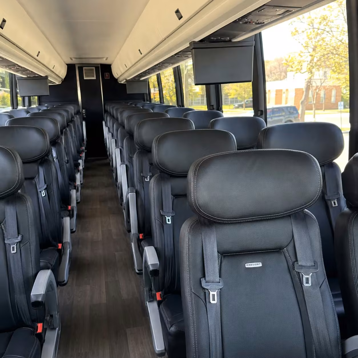 56 passenger charter bus inside